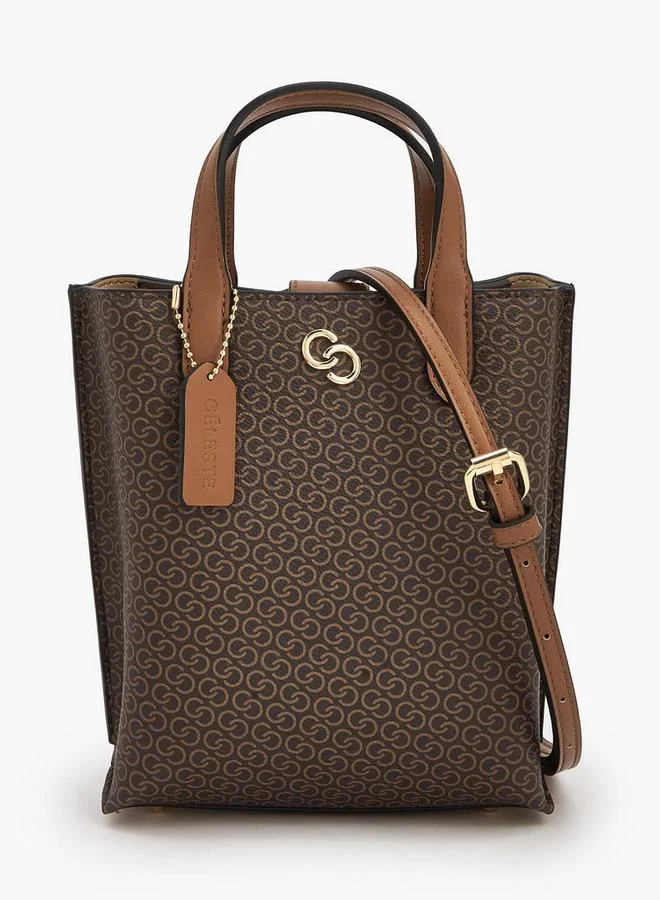 سيليست Monogram Print Tote Bag with Double Handle